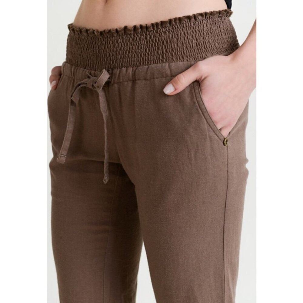 A045 ✽ Wide Leg Smoked Linen Pants - Picture 4 of 6
